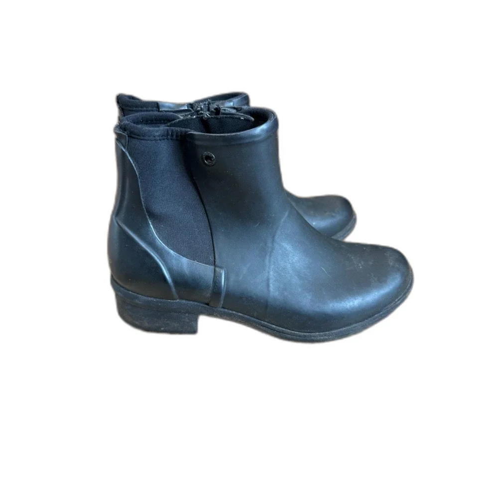 Bogs Auburn Rubber Chelsea Boots Black Waterproof Size 6
